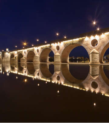 Bridge at Badajoz, Spain nicely lit by Philips outdoor lighting 