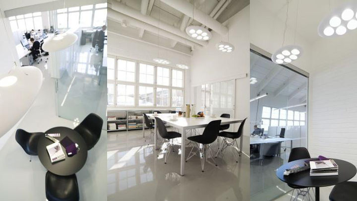 Philips' modern office lighting illuminates Pentagon Design's offices, meeting rooms, and break-out areas