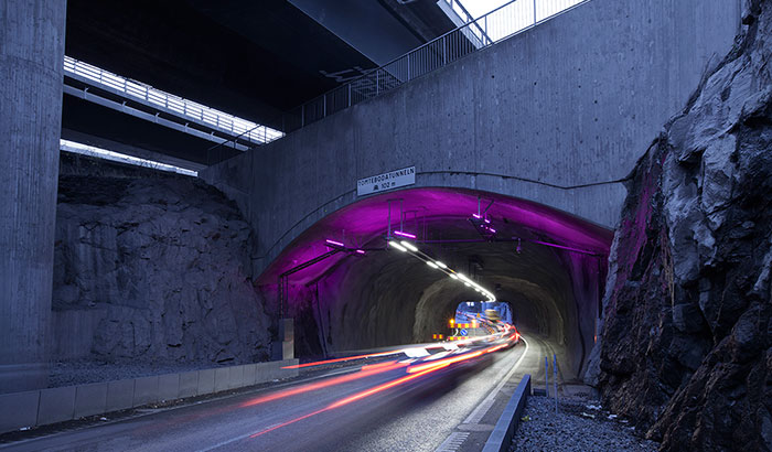 Lối vào đường hầm Tomtebodatunneln, Stockholm, Thụy Điển